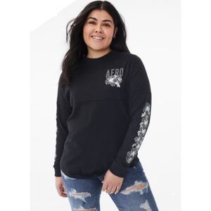 Long Sleeve Hibiscus Floral Oversized Graphic Tee